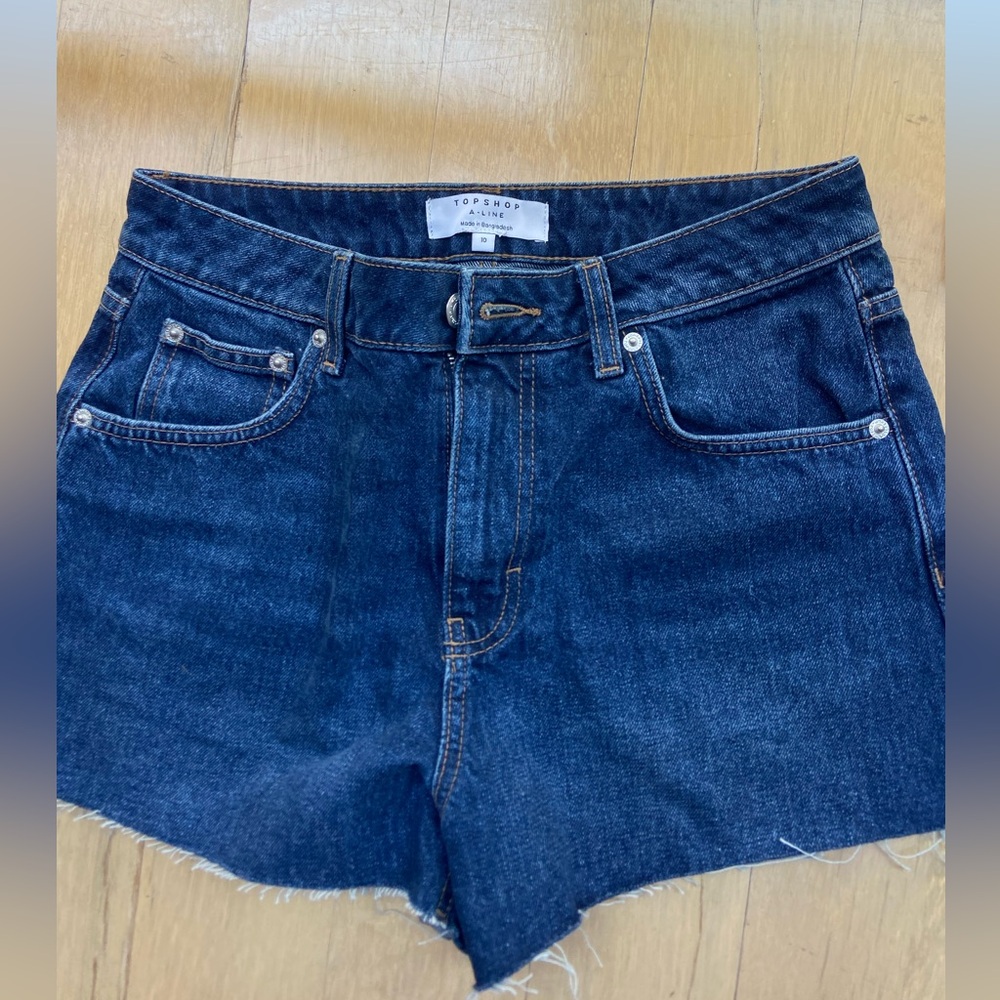 Topshop Dark Blue Jean Shorts